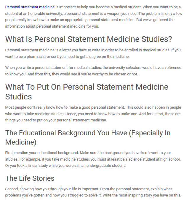 what to include in a personal statement medicine