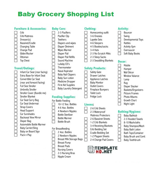 new baby shopping list