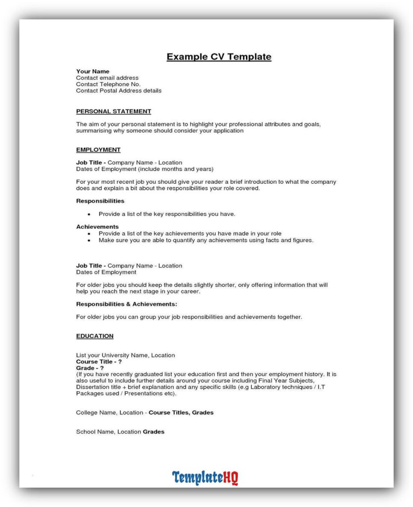 cv personal statement examples for students
