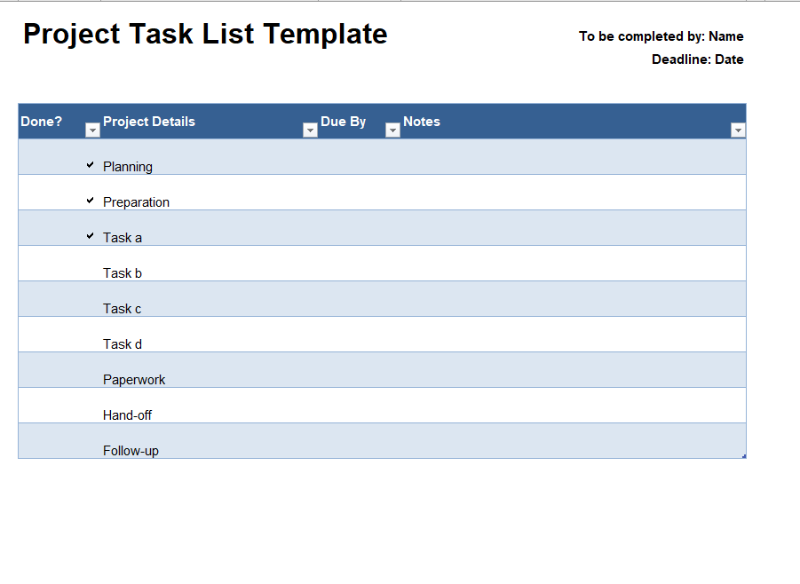 Project Task List Template Excel To Increase Your Team Productivity Template Hq