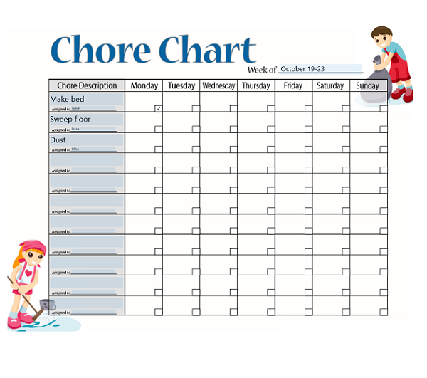 How To Create Chore Charts For Kids With 20 Templates - Template Hq